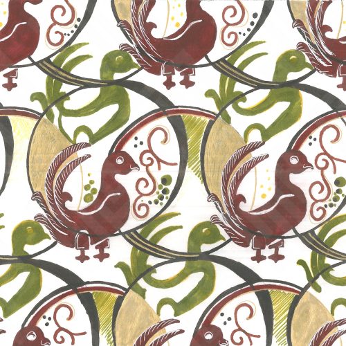 Fabric design on a sheet based on Bird - Evening dress fabric