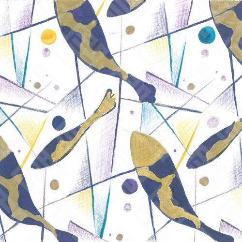 Fabric design on a sheet based on fish - Evening dress fabric